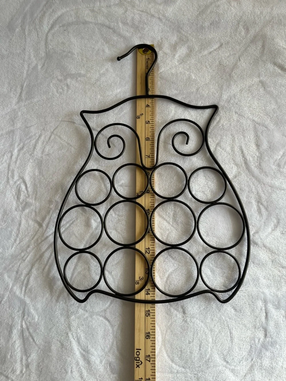 Brown  Owl  Metal Ring Hanger Scarf-Belt Holder Organizer
